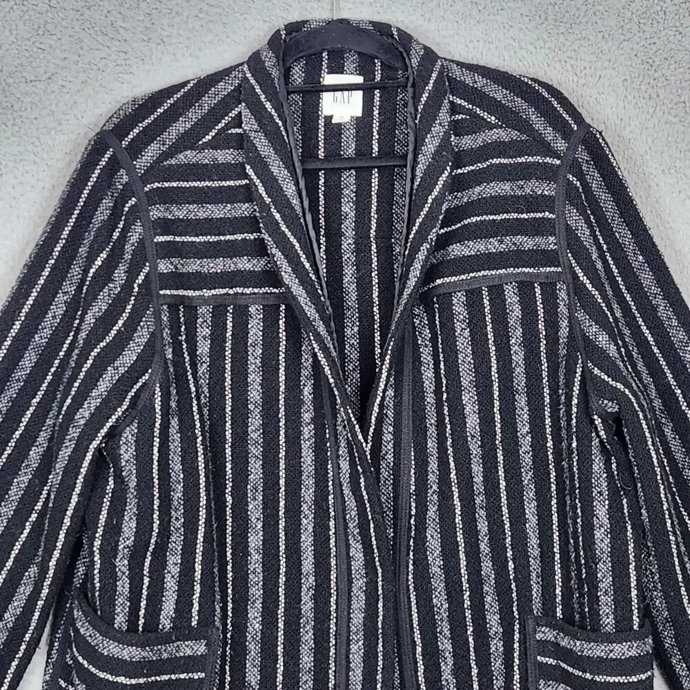 GAP Blazer Womens XL Black Wool Blend Hook and Eye Closure Pockets Academia